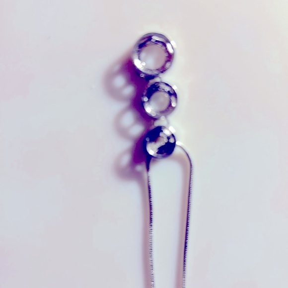 FREE 💰add 1 to bundle Necklace Rhinestone circled pendant 16” snake chain - Picture 4 of 5